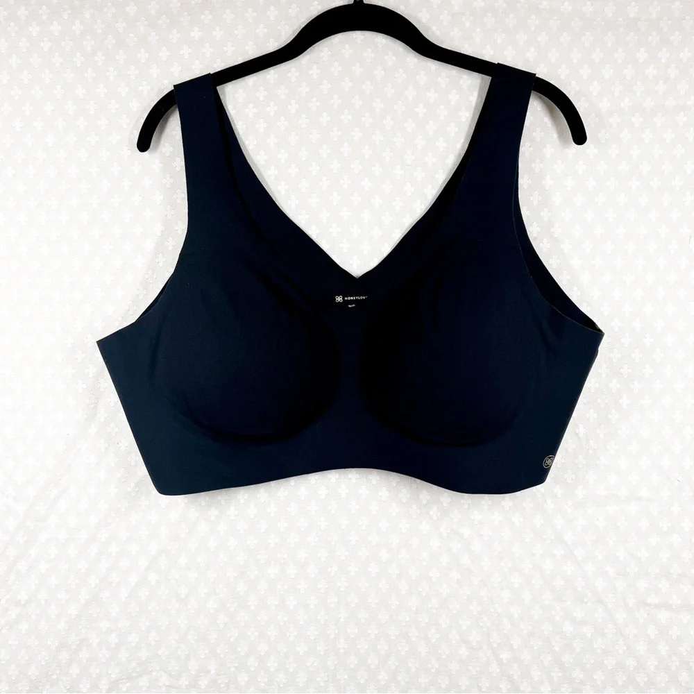 Honeylove Black Seamless Wireless V‎ Neck Pull On Bra